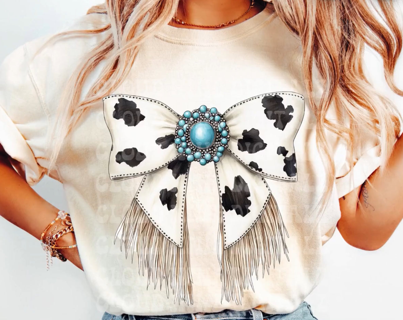 Cow Print Coquette Bow Tee