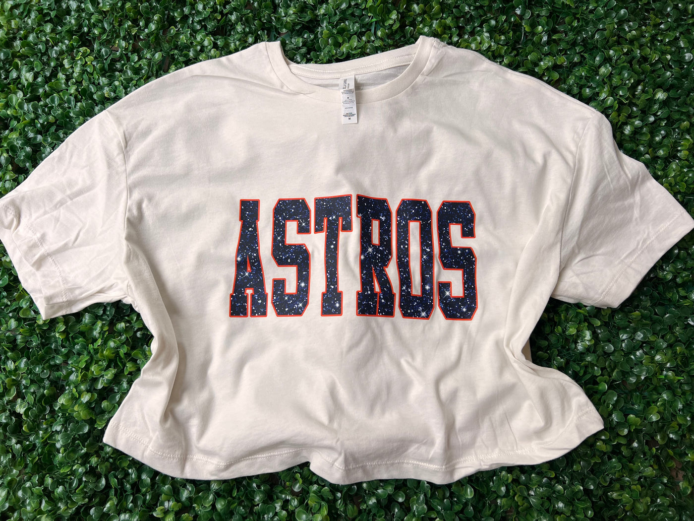 Astros Faux Glitter Cropped Tee