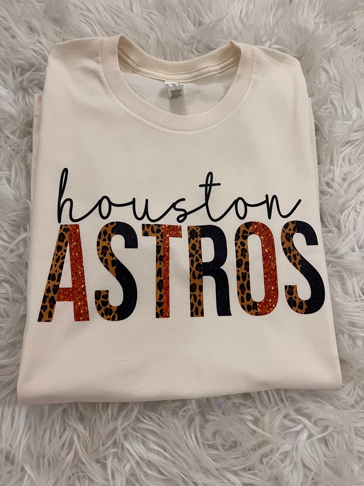 Houston Astros Leopard Glitter Tee