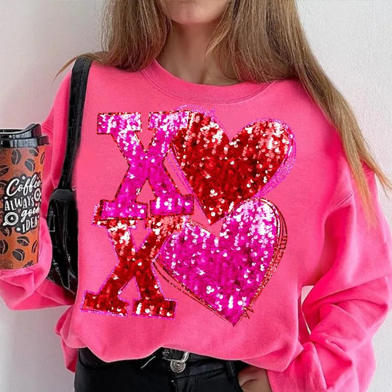 XOXO Faux Glitter Sweater