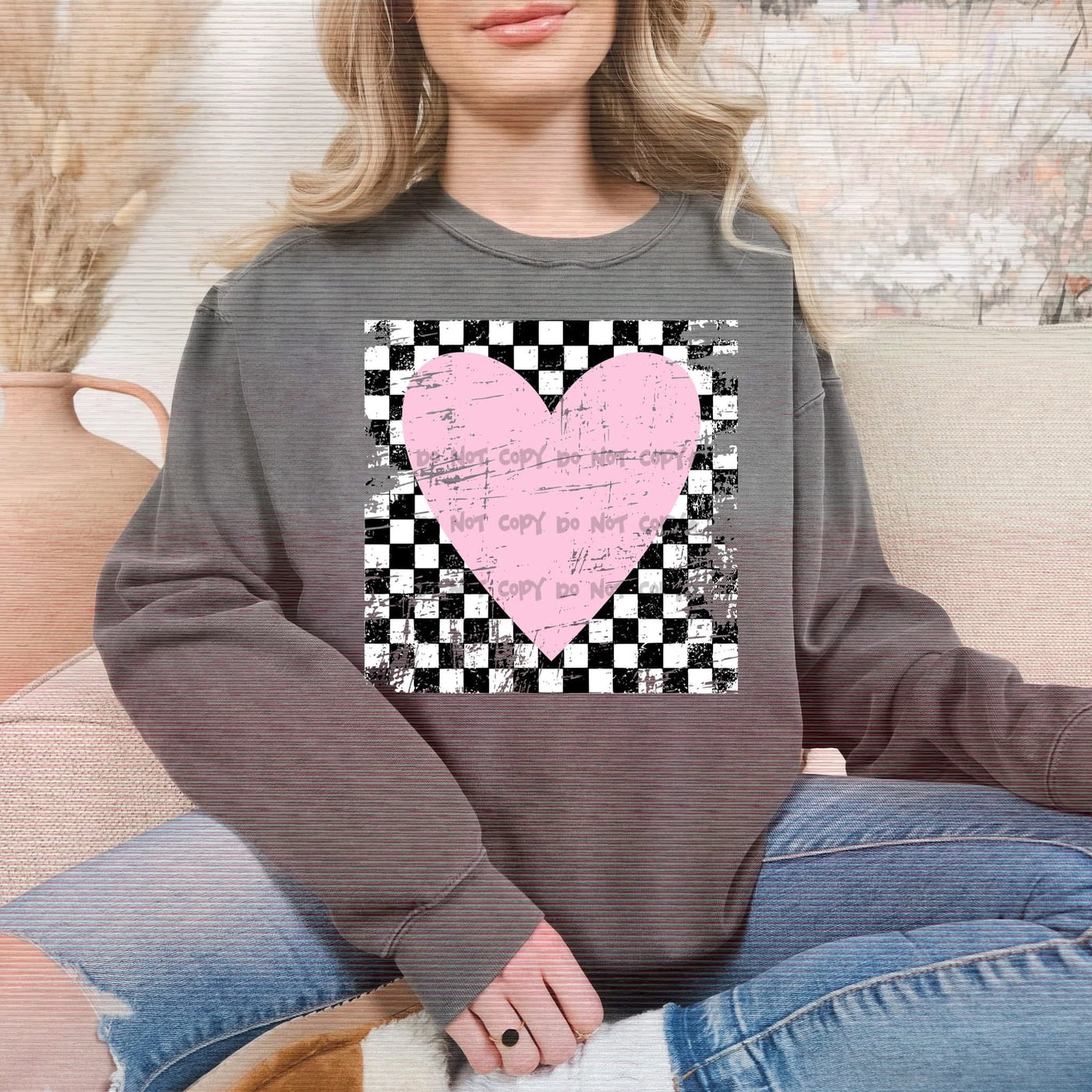 Checkered Heart Sweater